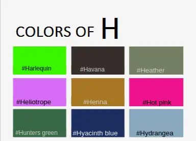 Color That Starts With H